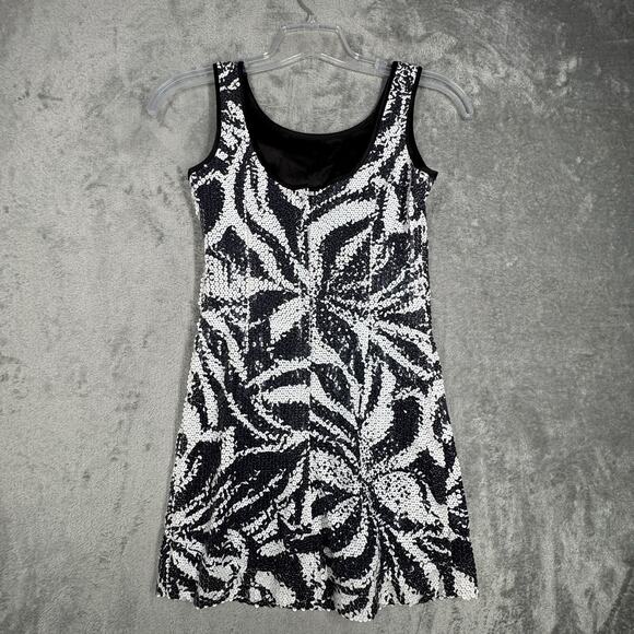 Lilly Pulitzer Dress Womens 00‎ Black White Zebra Print Sheath Sequins Going Out - Picture 3 of 9